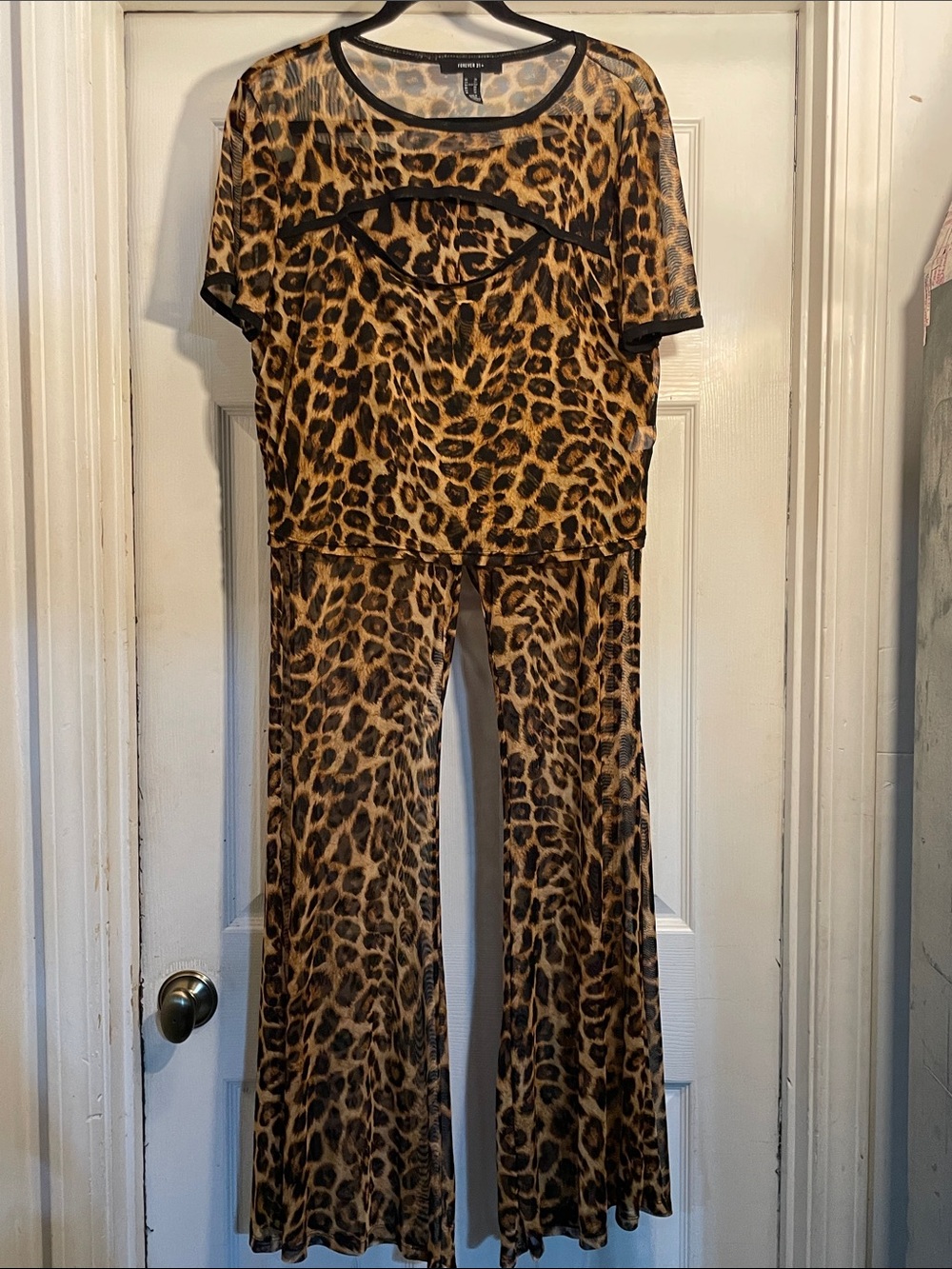 Forever 21 Leopard Print Wide-Leg Set - Brown/Black